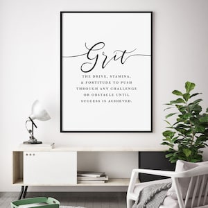 Grit Definition Office Wall Art, Print, Girl Boss Office Decor, Motivational Print, Inspirational Quote, Entrepreneur Gift, Large Poster image 7