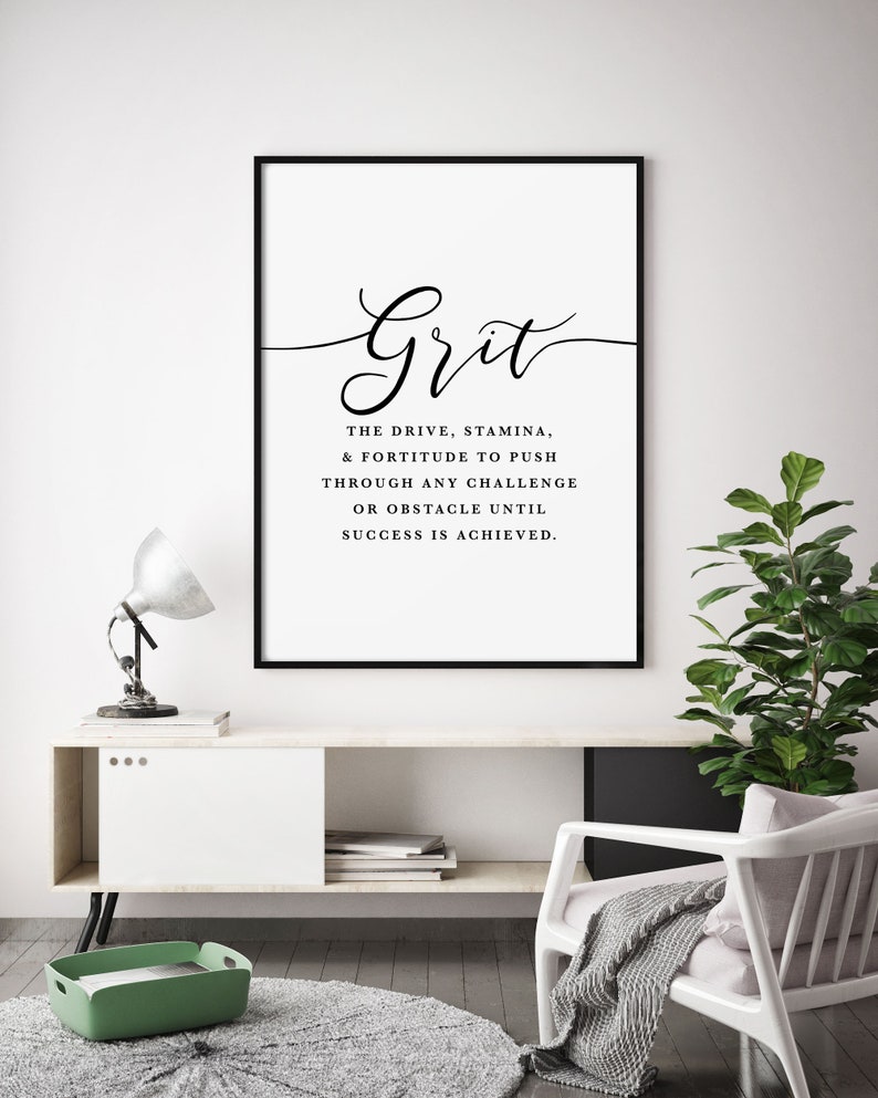 Grit Definition Office Wall Art, Print, Girl Boss Office Decor, Motivational Print, Inspirational Quote, Entrepreneur Gift, Large Poster image 7