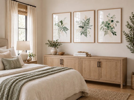 Watercolor Eucalyptus Print Set: Sage Green Floral Wall Art (Digital Download)