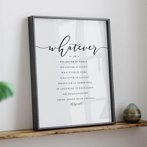 Was auch immer Philipper 4 8 NIV Bibel-Vers-Zitat, Schrift-Wand-Kunst, christliches Dekor Kunstdruck ist