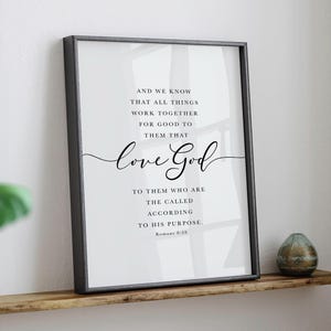 Romans 8:28 KJV Bible Verse Wall Art, Scripture Print Gift, Christian Verse Artwork For Your Home Decor