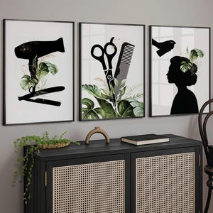 Hairdressing Wall Art, Glam Decor, Hairstylist Decorations, Beauty Salon Hair Business Prints, 3 Piece Printable Set
