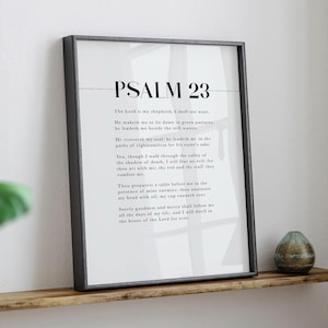 Psalm 23 KJV Bible Verse Wall Art, Scripture Artwork, Christian Home Decor, Bible Quotes, The Lord is my Shepherd