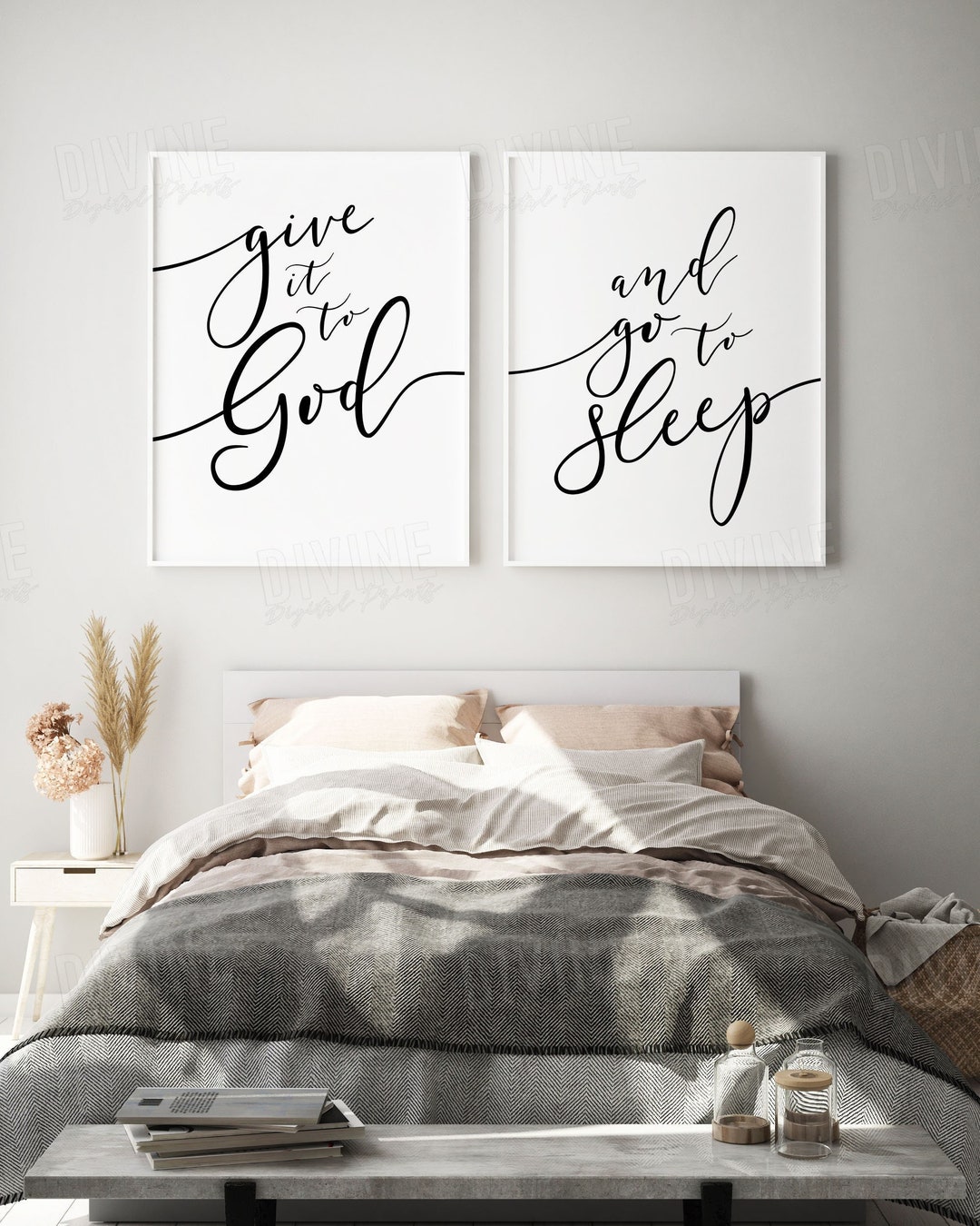 Above Bed Decor, Christian Bedroom Wall Art, Give It to God and Go to