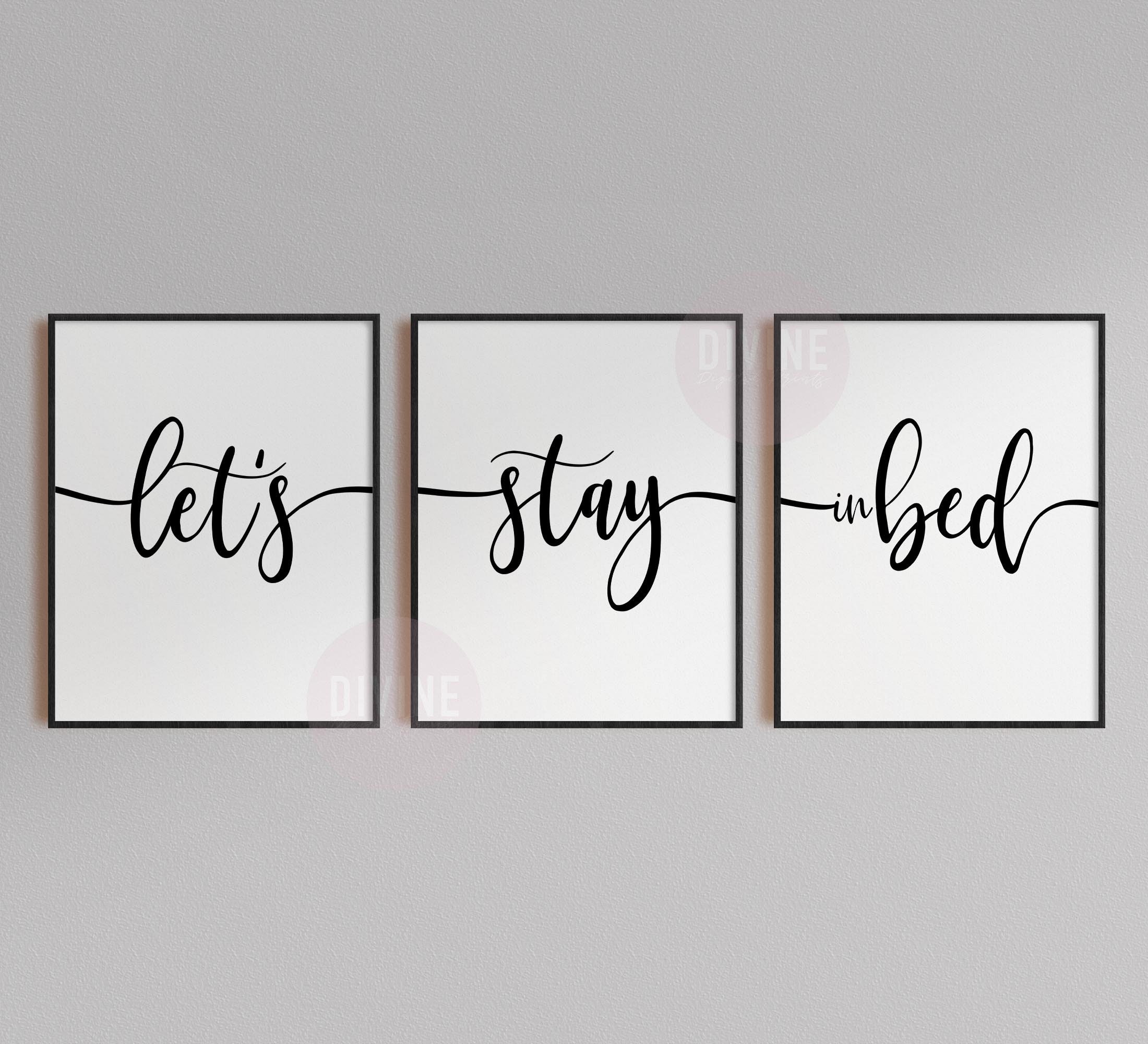 Bedroom Prints Above Bed Lets Stay in Bed Wall Art Printable Etsy