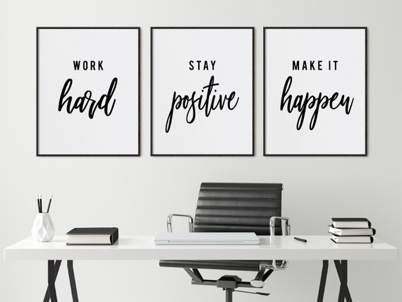 Modern Office Decor Motivational Quote Work Hard Stay - Etsy