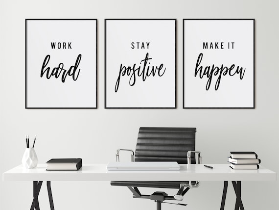 Modern Office Decor Motivational Quote Work Hard Stay - Etsy