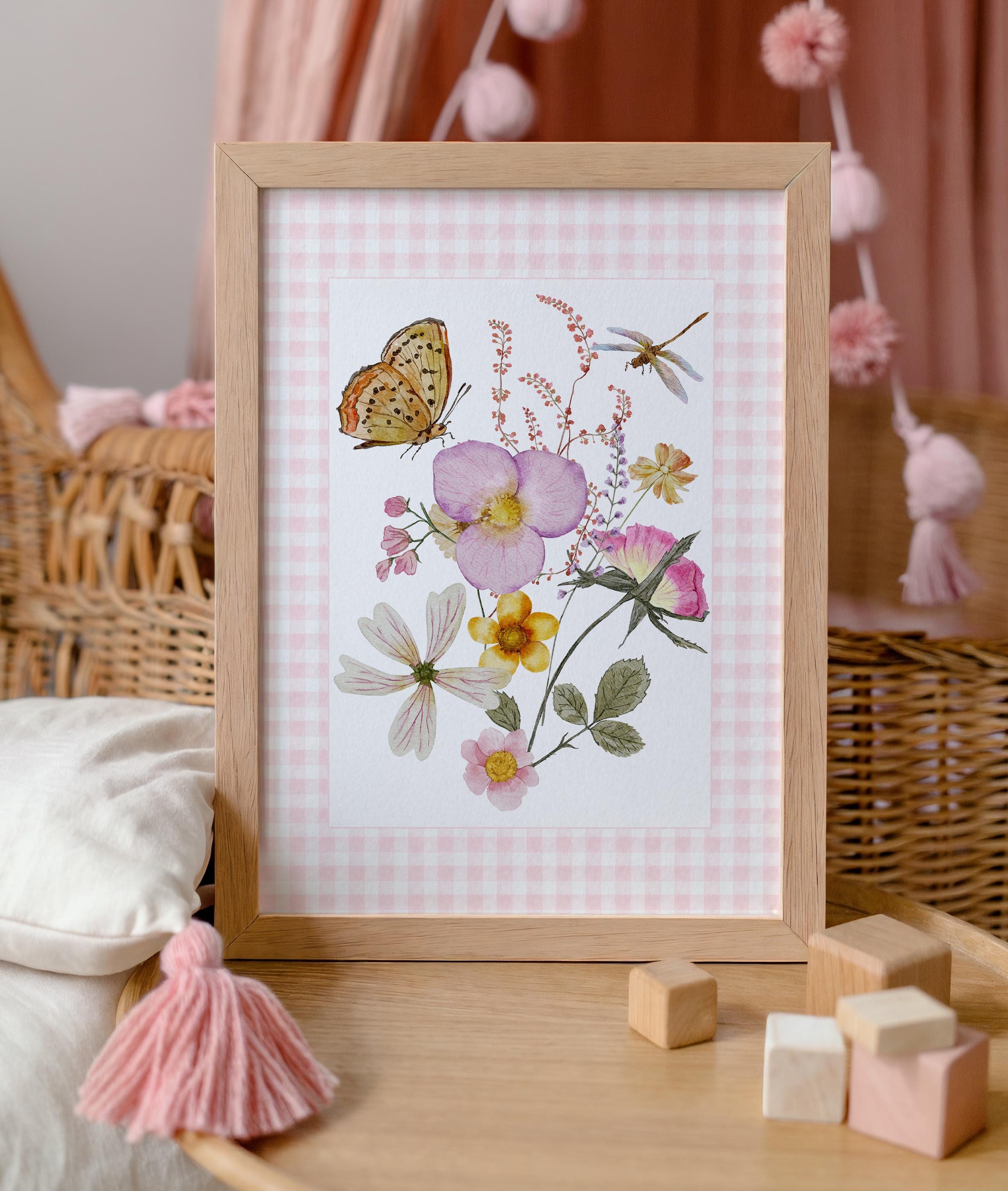 Wildflower Nursery Wall Art, Cottagecore Girls Room Decor, Custom Name ...