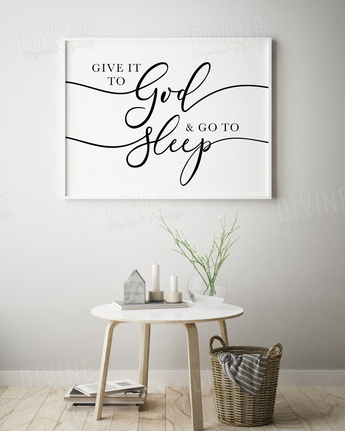 Horizontal Above Bed Wall Art Give It to God and Go to Sleep Etsy