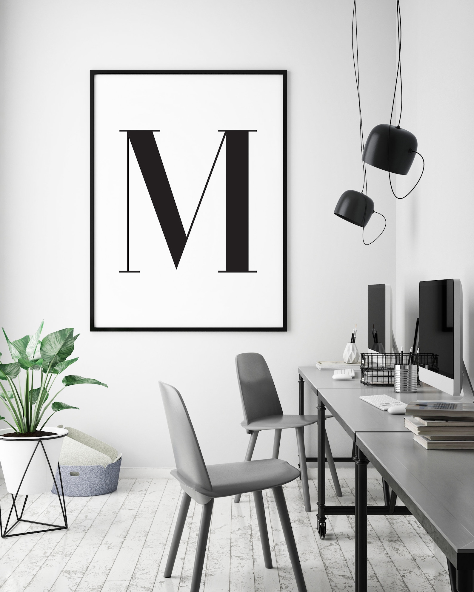 Letter M Print M Wall Art Decor Monogram Printable Nursery Etsy