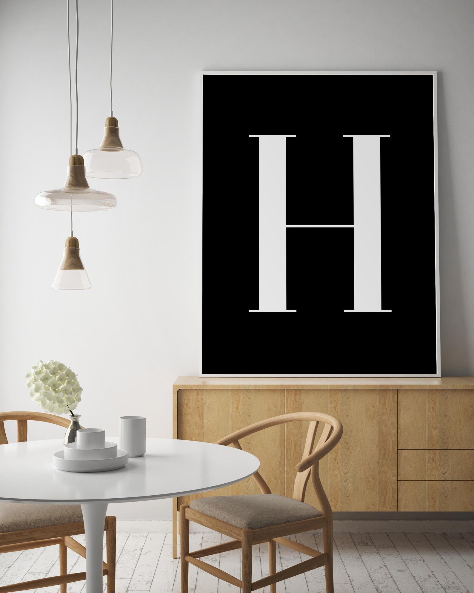Nursery Letter Print Black H Wall Decor Letter H Wall Art Etsy