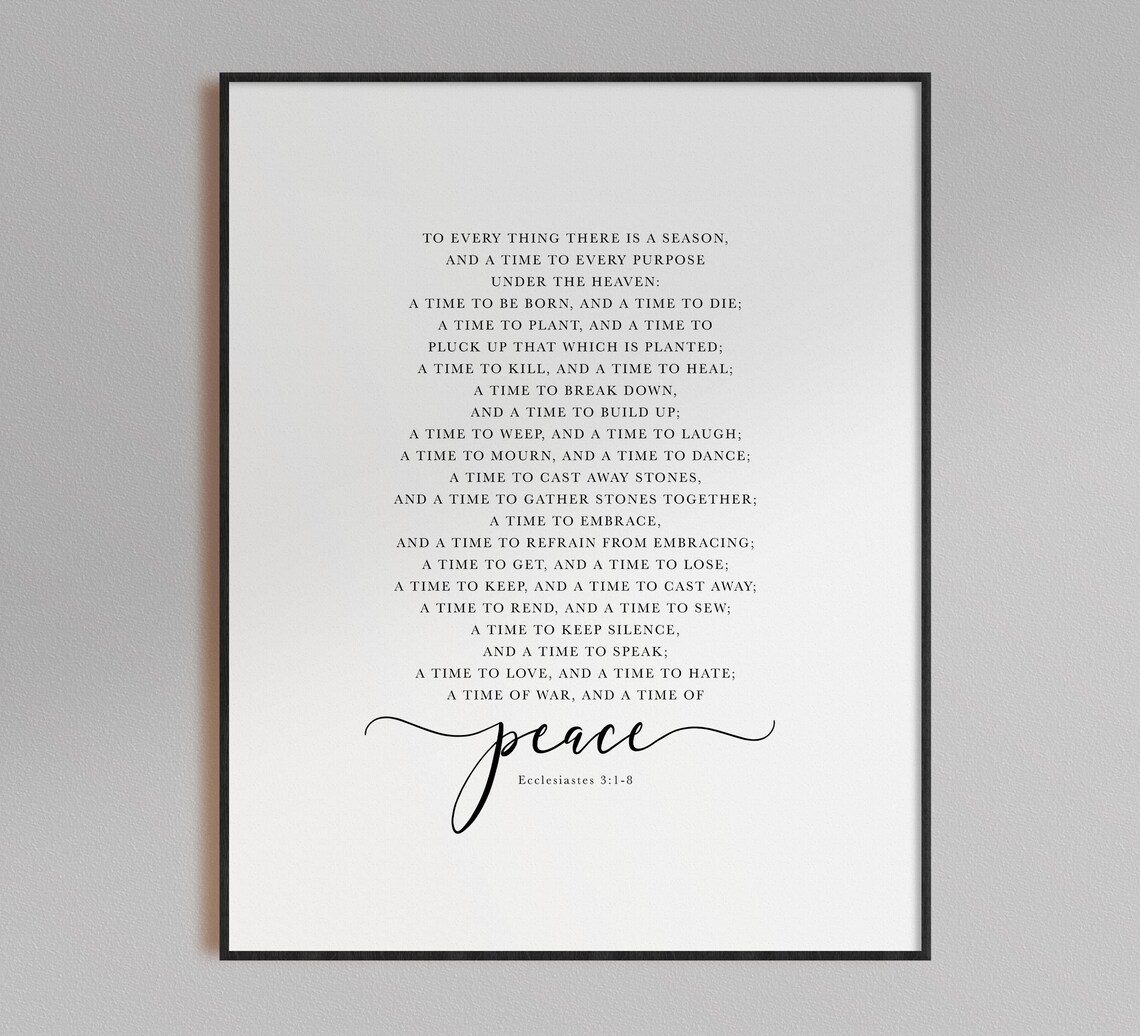 Ecclesiastes 3:1-8 King James Version Bible Verse Wall Art | Etsy