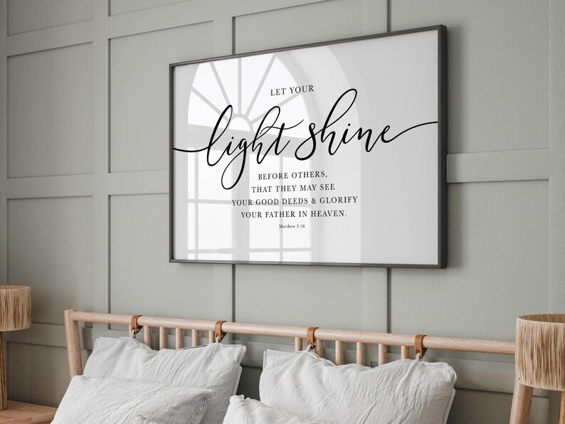 Let Your Light Shine Quote, Matthew 5 16 Bible Verse Wall Art ...