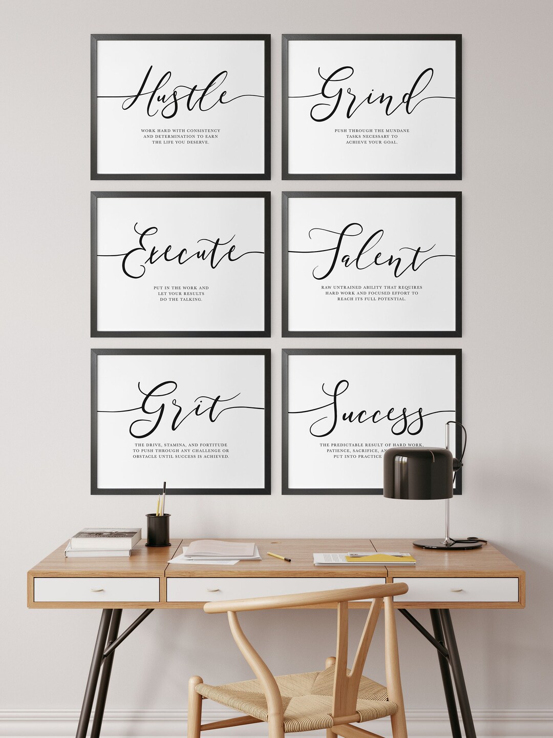 Motivational Office Wall Decor, Hustle Definition Wall Art, Work Quotes