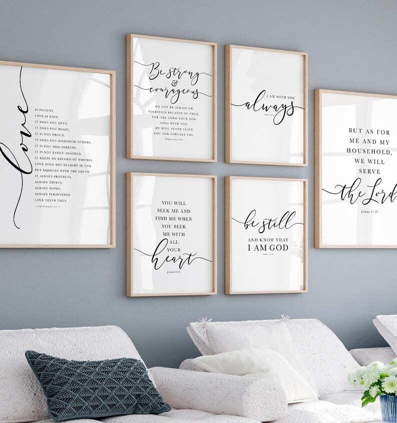 Christian Scripture Wall Art Set of 8: Modern Farmhouse Bible Verse ...
