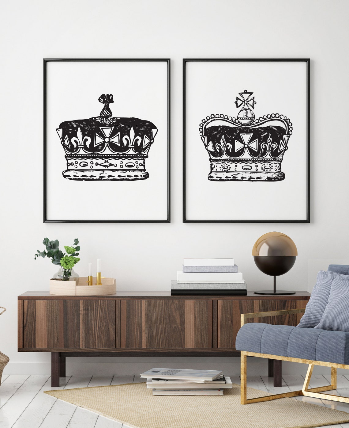 King and Queen Above Bed Wall Decor Royal Crown His and Hers Etsy