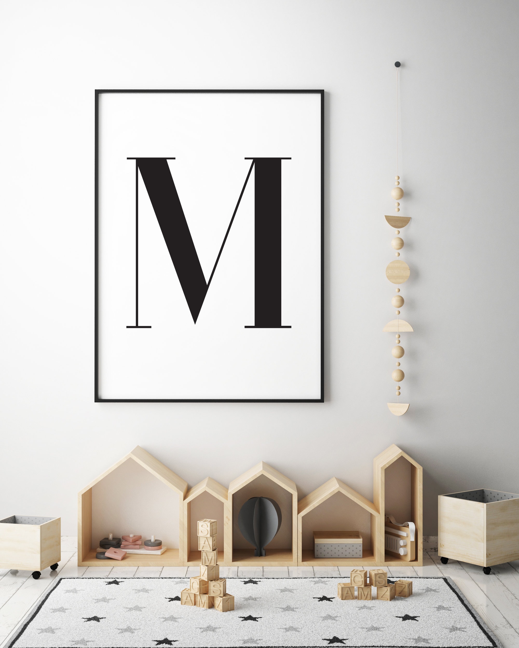 Letter M Print M Wall Art Decor Monogram Printable Nursery Etsy