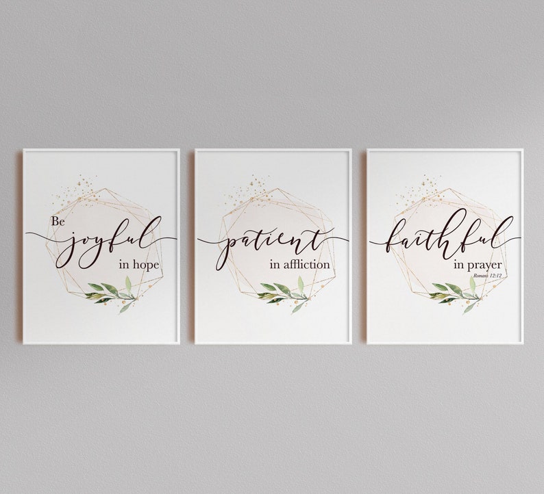 Scripture wall art of Bible Verse Romans 12 Geometric Gold Etsy