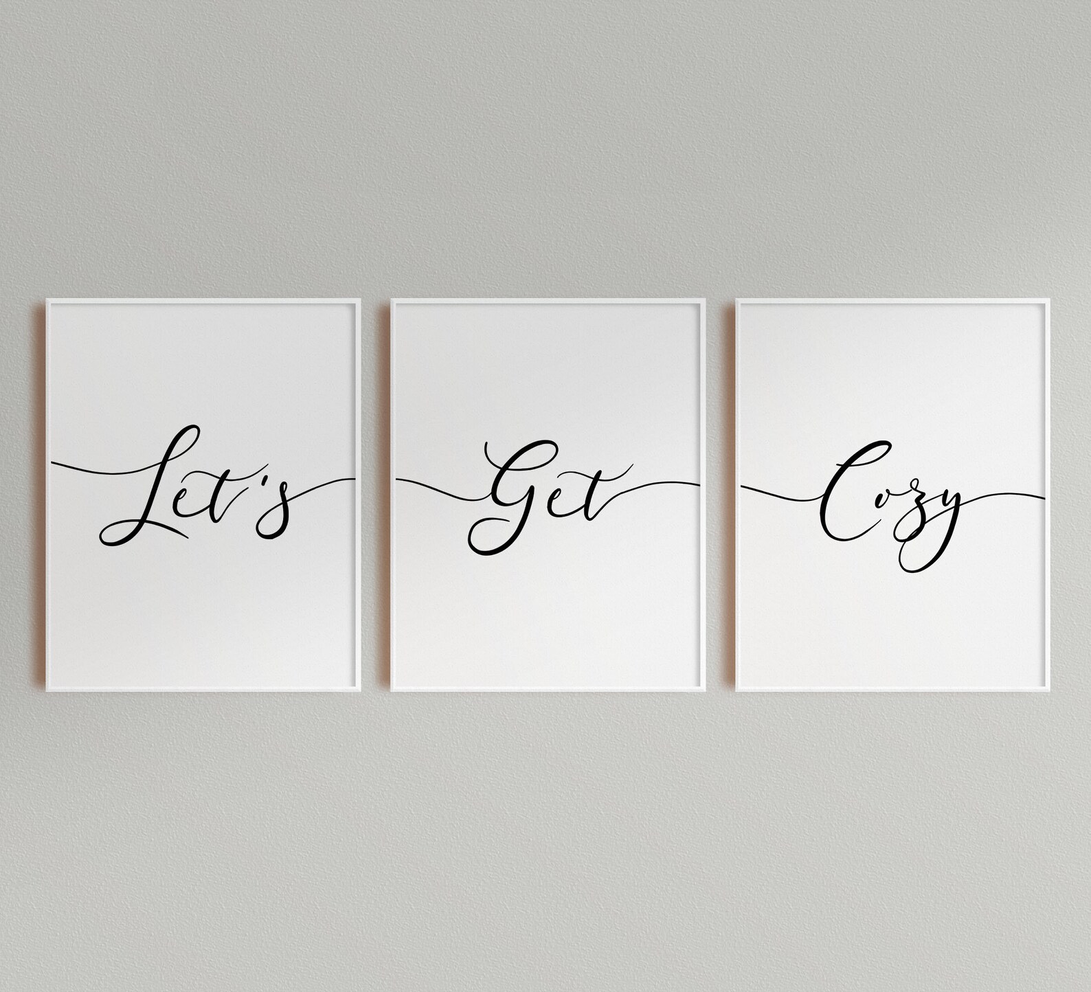 Lets Get Cozy Set of 3 Piece wall art Farmhouse Home Decor | Etsy