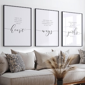 Bible Verse Wall Art Proverbs 3 KJV Trust in the Lord Quote, Christian Decor, Scripture Prints, Printable Christian Art, Living Room Decor