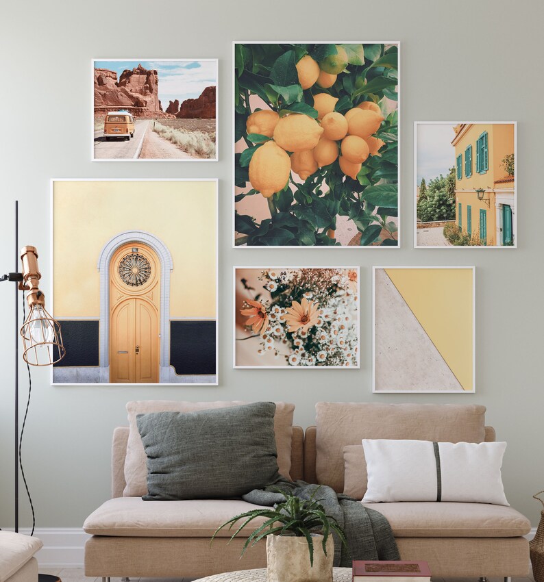 Mustard Yellow Gallery Wall Art Set of 6 Boho Decor Prints Etsy
