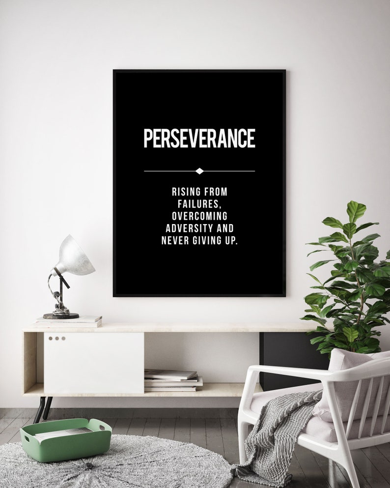 Perseverance Office Wall Art Persevere Definition Modern Etsy
