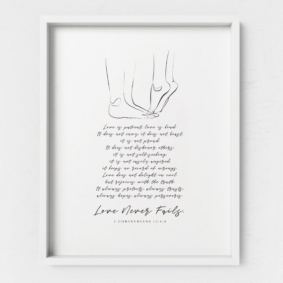 Religious Anniversary or Wedding Gift 1 Corinthians 13 Bible Verse Wall Art Love is Patient Scripture Print for Christian Decor.