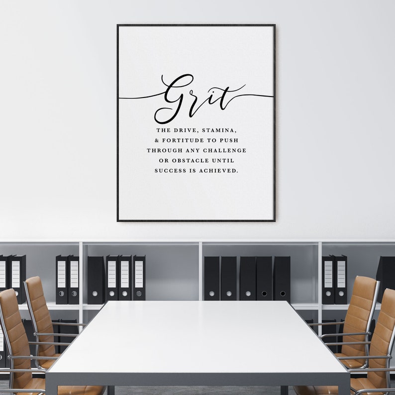 Grit Definition Office Wall Art, Print, Girl Boss Office Decor, Motivational Print, Inspirational Quote, Entrepreneur Gift, Large Poster image 8