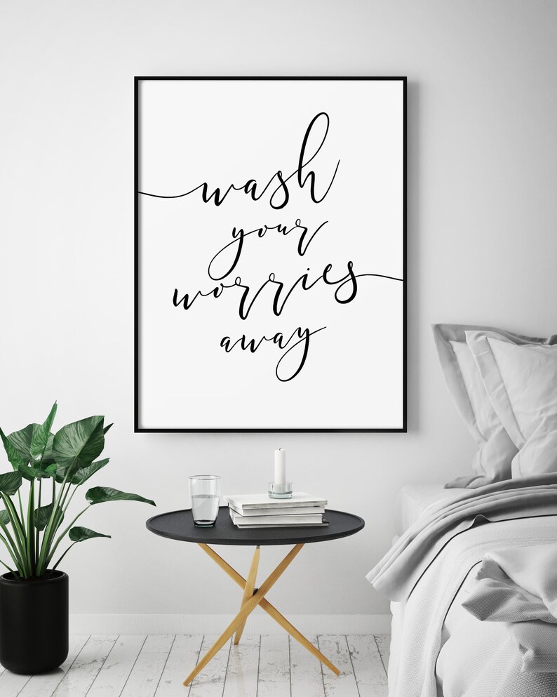 Wash Your Worries Away Bathroom Wall Art Guest Bathroom Etsy Australia