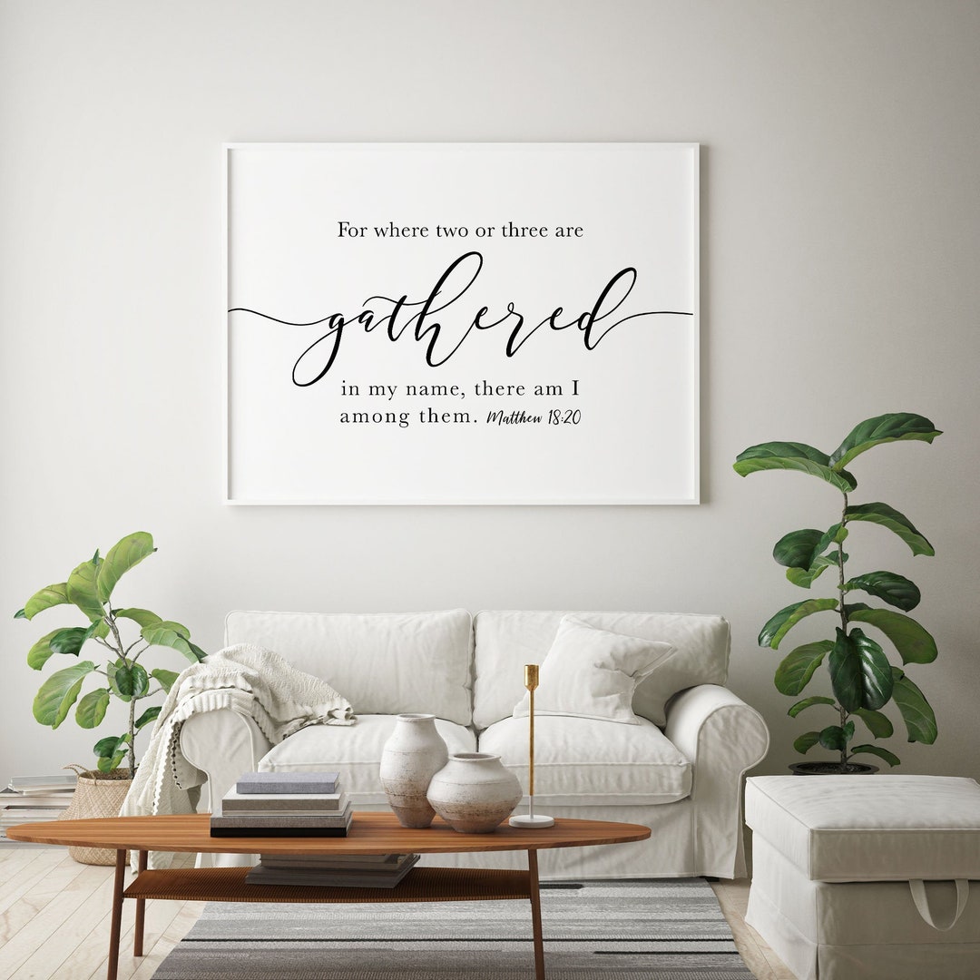 Matthew 18 20 Horizontal Print, Bible Verse Wall Art, Christian ...