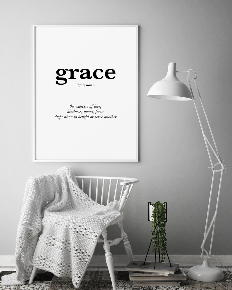 Grace Definition Wall Art Christian Wall Art Print Amazing | Etsy