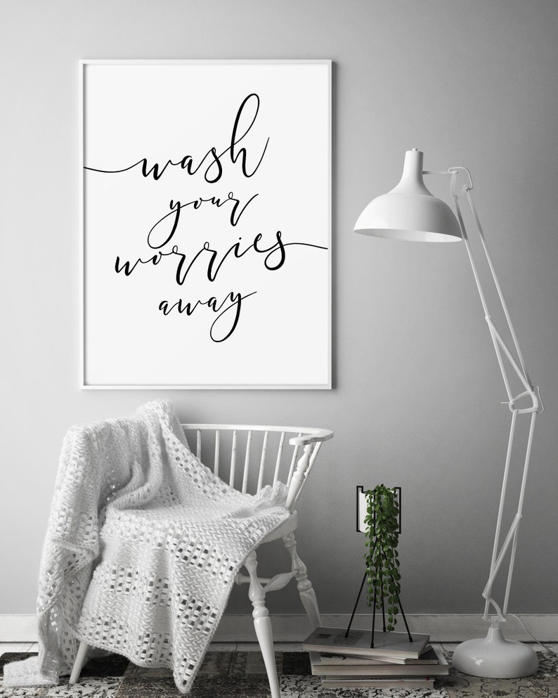 Wash Your Worries Away Bathroom Wall Art Guest Bathroom Etsy Australia