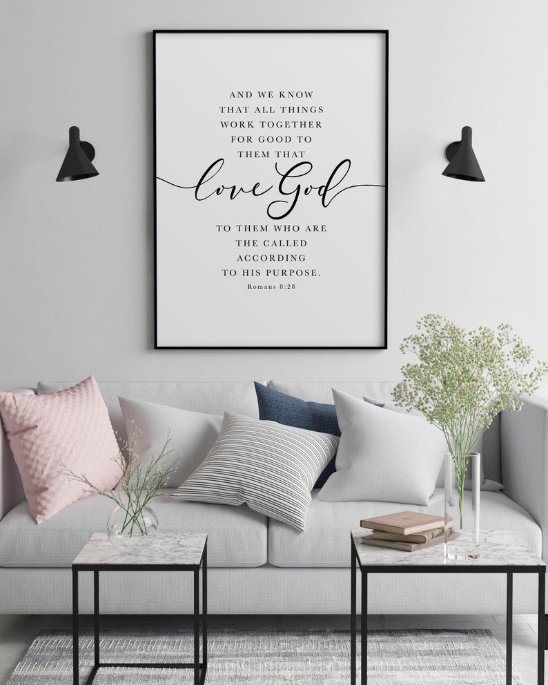 Romans 828 KJV Bible Verse Wall Art Scripture Print Gift Etsy