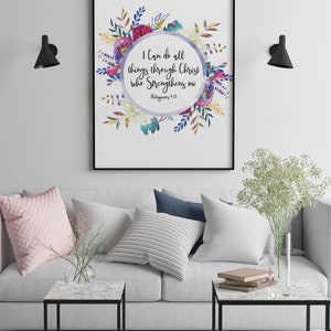 Bible Verse Print Philippians 4:13 I Can Do All Things - Etsy