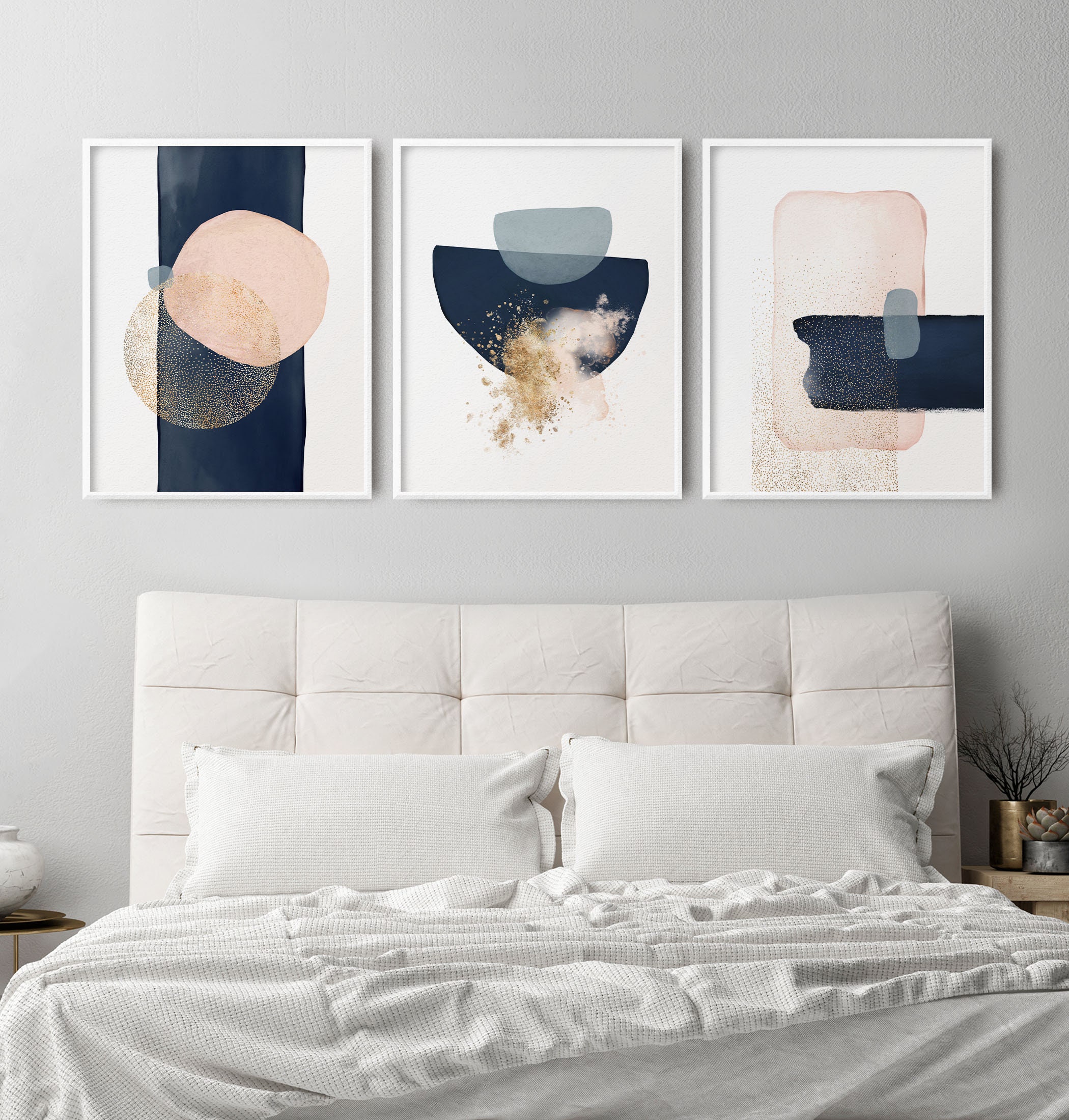 Abstract Blue Bedroom Wall Art for Above Bed Decor Modern Etsy UK
