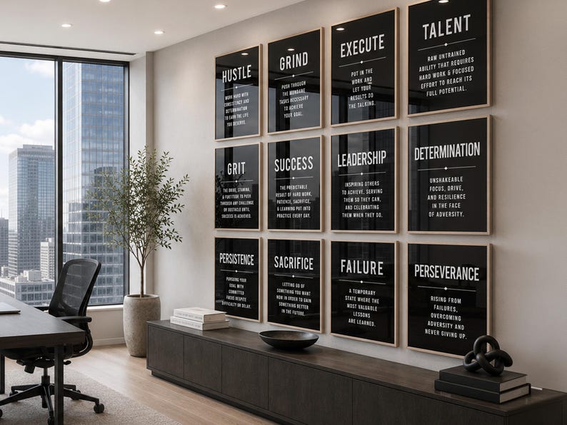 Decoración minimalista para la pared de la oficina: Láminas con frases motivacionales (Juego de 12) (Descarga digital) imagen 5