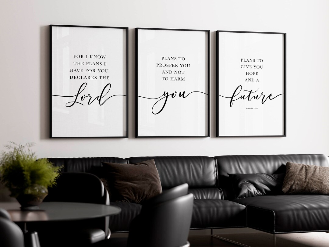 Bible Verse Wall Art Jeremiah 29 11, Modern Christian Living Room Decor