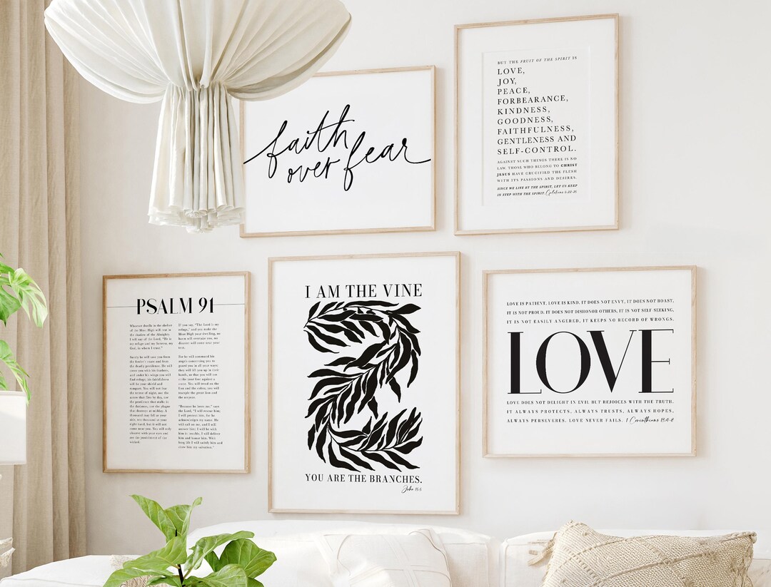 Christian Bible Verse Wall Art, Modern Scripture Gallery Print Set ...