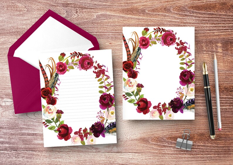 Floral Letter Writing Set Stationary Set Writing Paper Etsy