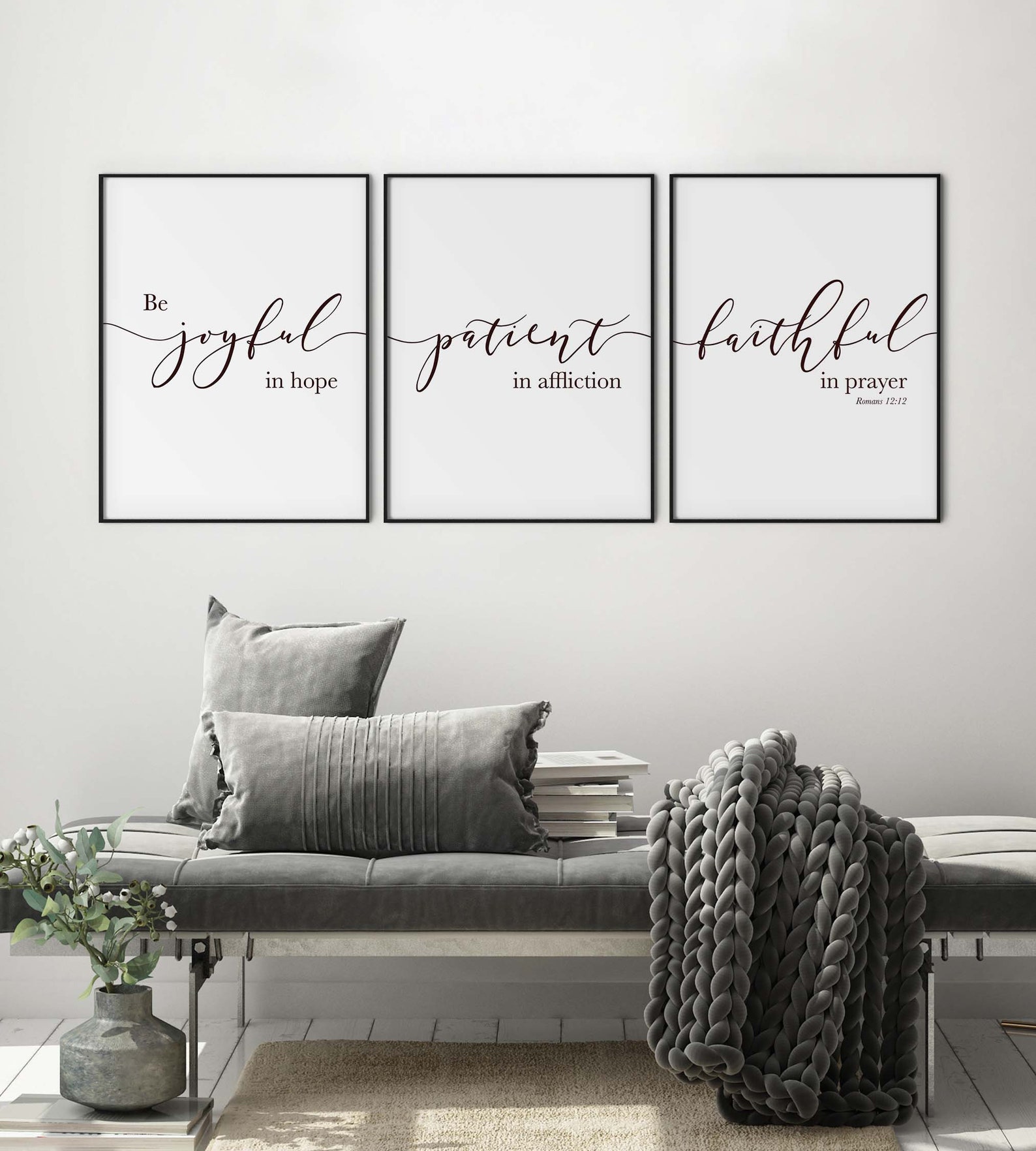 Scripture Set of 3 Wall Art Prints of Bible Verse Romans 12 - Etsy