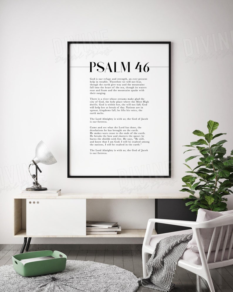 Full Psalm Scripture 46 NIV, Popular Bible Verse Wall Art, Christian Home Decor, Large Printable Artwork image 4