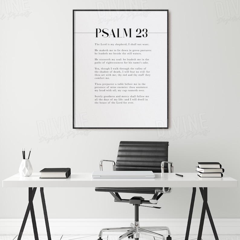Bible Verse Wall Art Psalm 23 Kjv The Lord Is My Shepherd Etsy