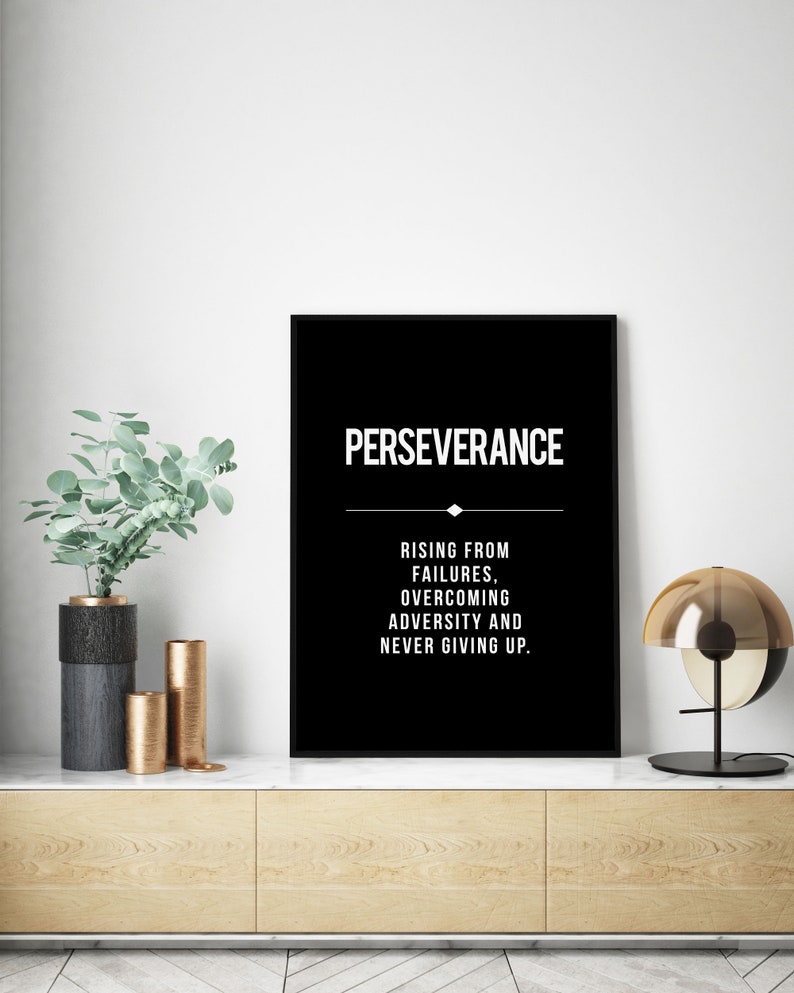 Perseverance Office Wall Art Persevere Definition Modern Etsy