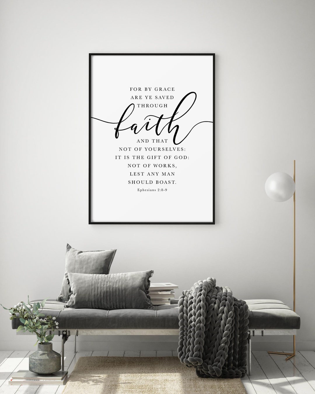 Bible Verse Wall Art of Ephesians 2:8-9 KJV, Modern Christian Home Decor  Bedroom Wall Art, Scripture Printable Art, Religious Gift - Etsy