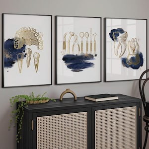 Tandartspraktijk decor tandarts kunst aan de muur tand kunst orthodontische blauwe medische kunstwerken anatomie kunst voor tandartsassistente geschenken