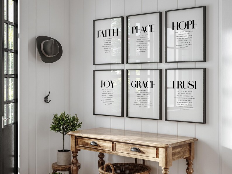 Bible verse wall art, popular scripture print set of 6, christian definitions home decor image 2