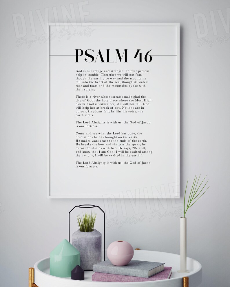 Full Psalm Scripture 46 NIV, Popular Bible Verse Wall Art, Christian Home Decor, Large Printable Artwork image 7