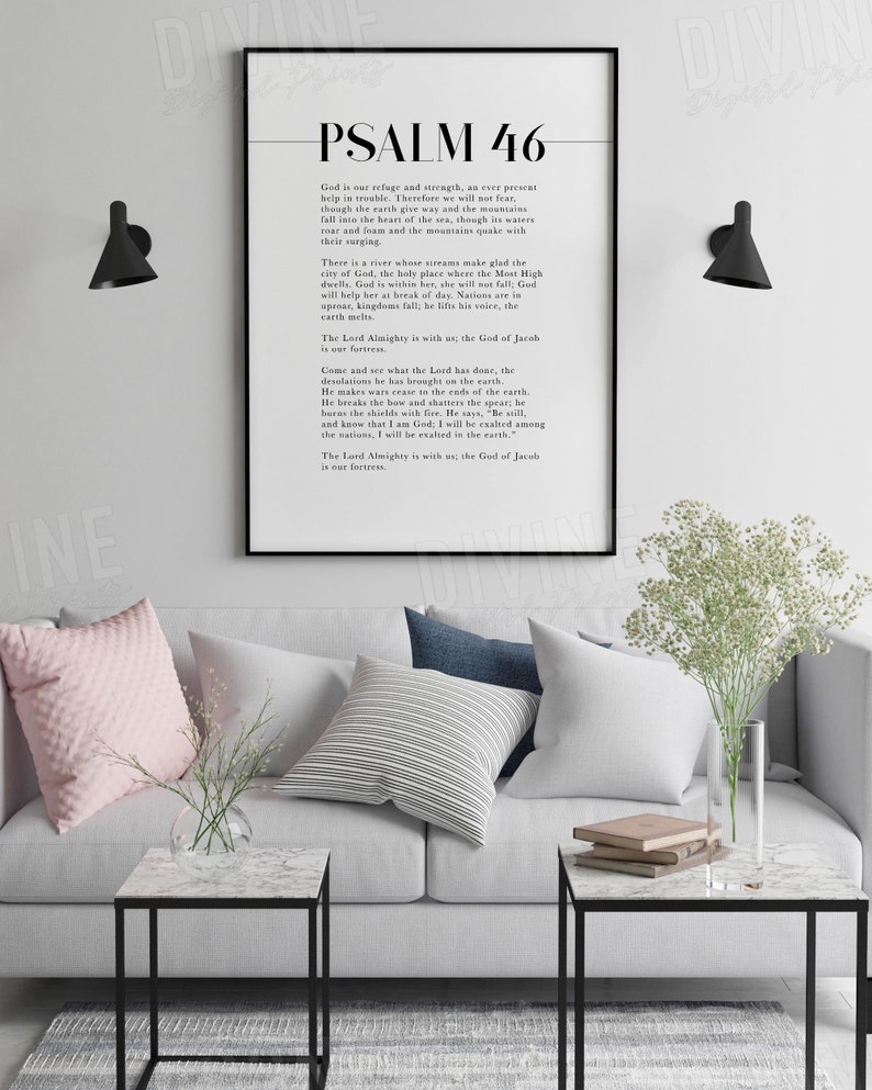 Full Psalm Scripture 46 NIV, Popular Bible Verse Wall Art, Christian Home Decor, Large Printable Artwork image 6