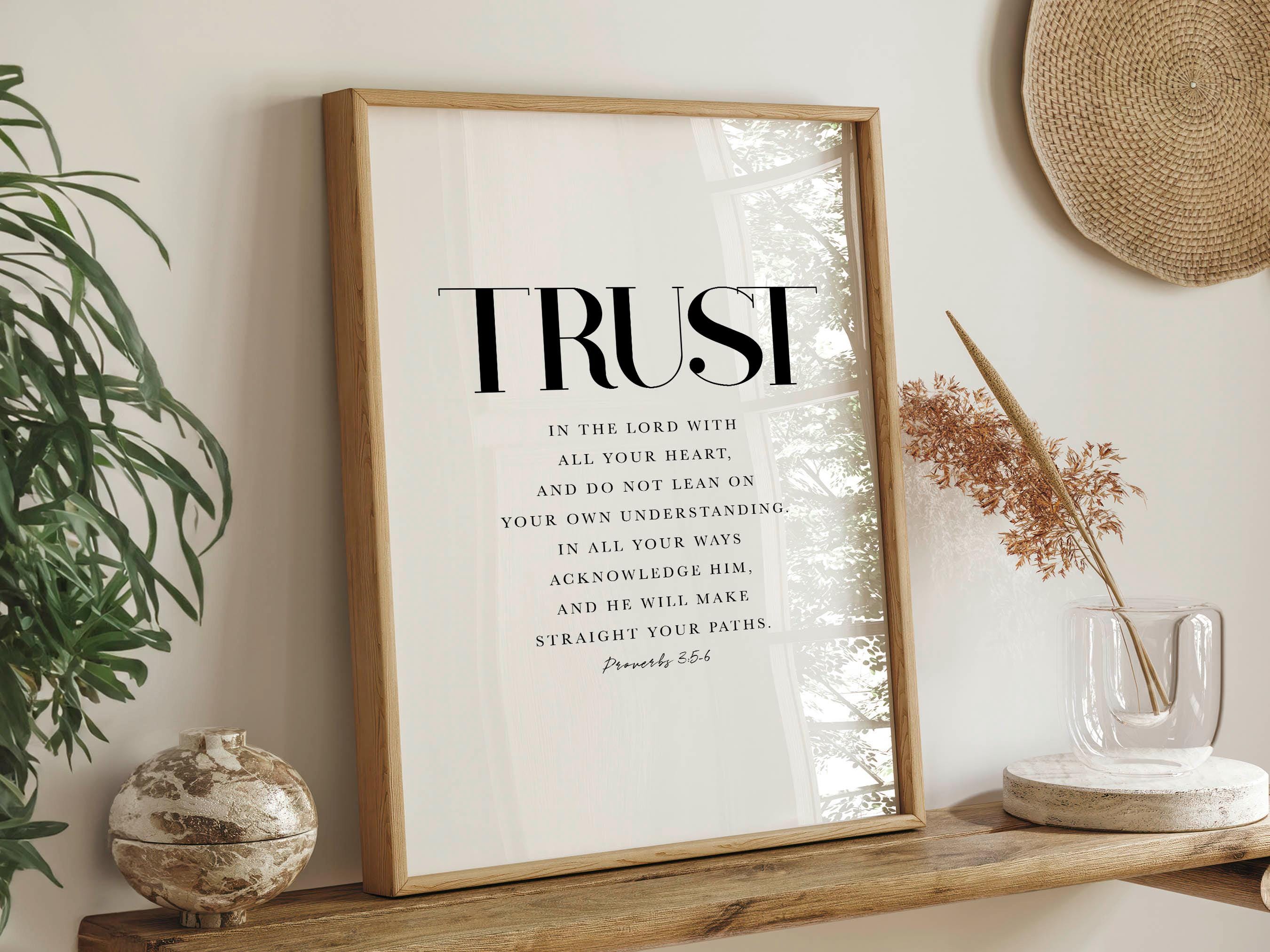 Trust in the Lord Bible Verse Wall Art Proverbs 3:5-6 ESV, Faith Poster ...