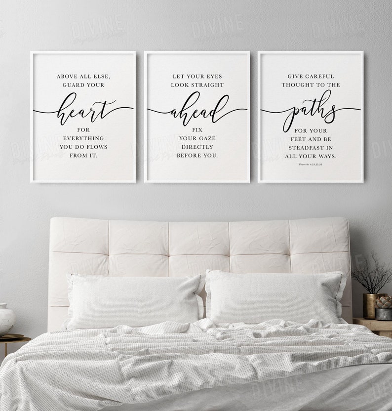 Guard Your Heart Bible Quote Proverbs 4 23 NIV Wall Art Etsy